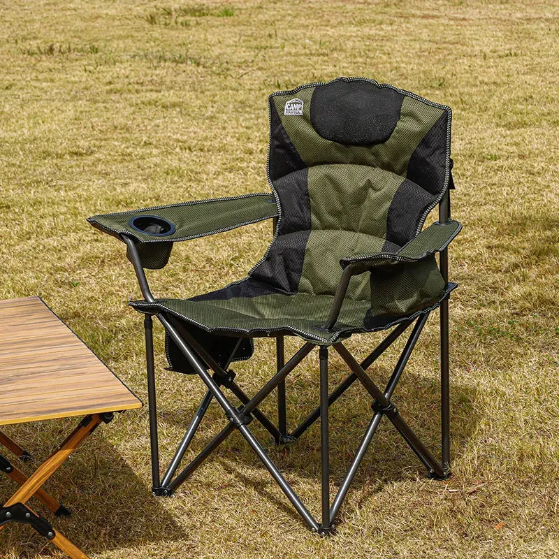 Campmaster Expedition Deluxe Camping Chair with Side Pocket Olive