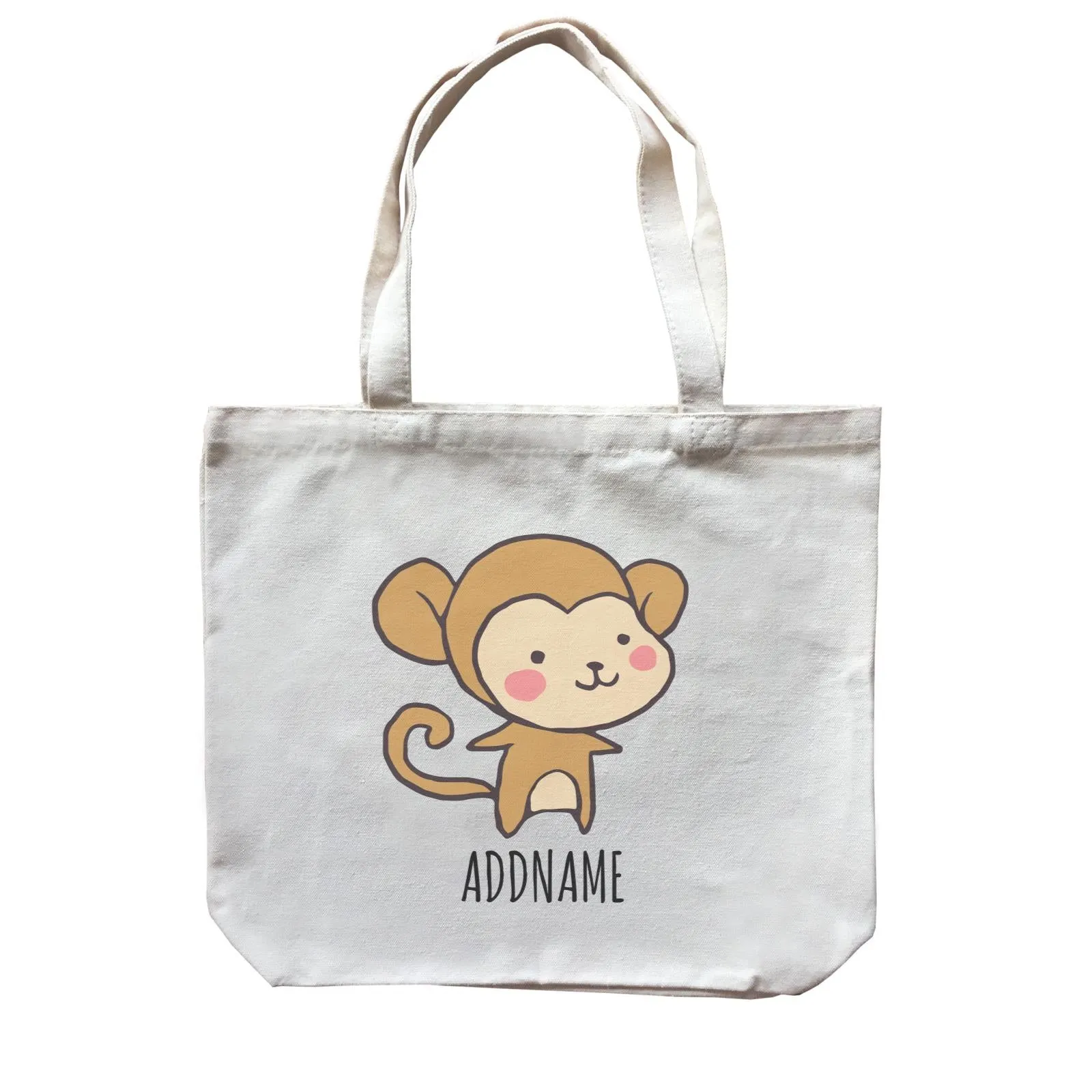 Cartoon Kawaii Monkey Doodle White Canvas Bag