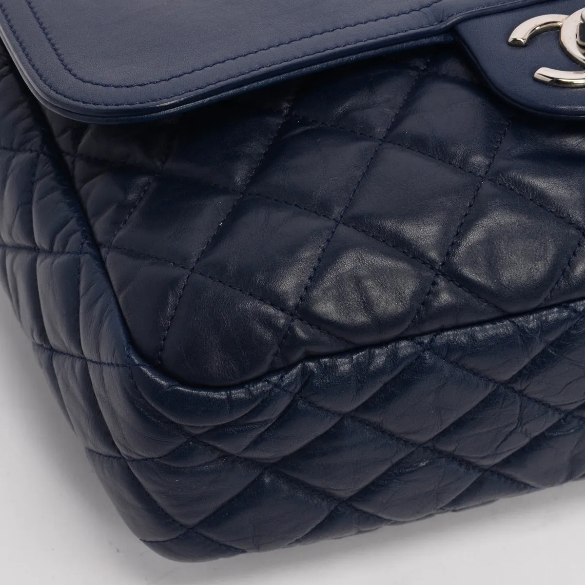 Chanel Blue Calfskin In The Mix Single Flap Bag