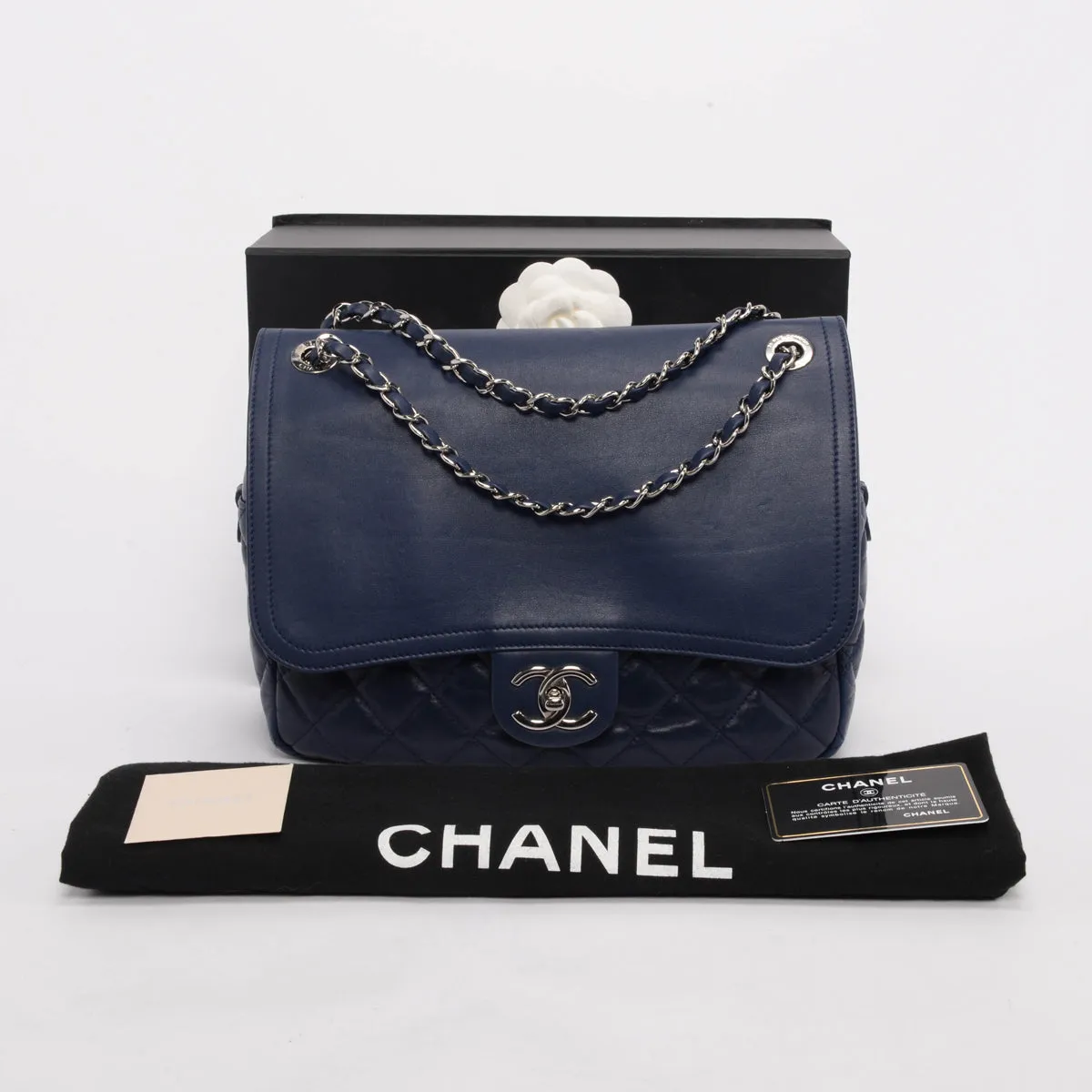 Chanel Blue Calfskin In The Mix Single Flap Bag