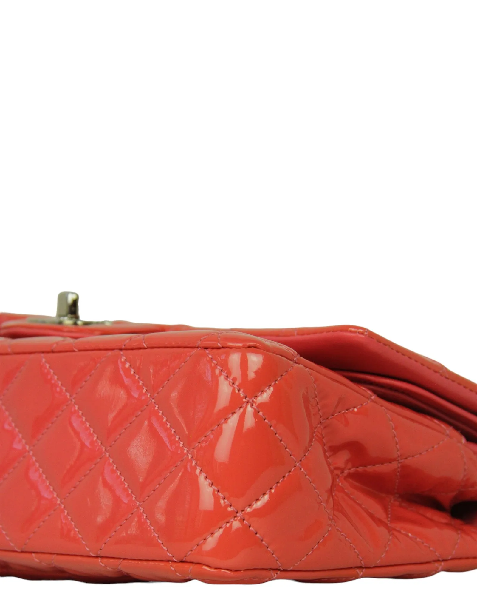 Chanel Coral Patent Leather Medium Double Flap