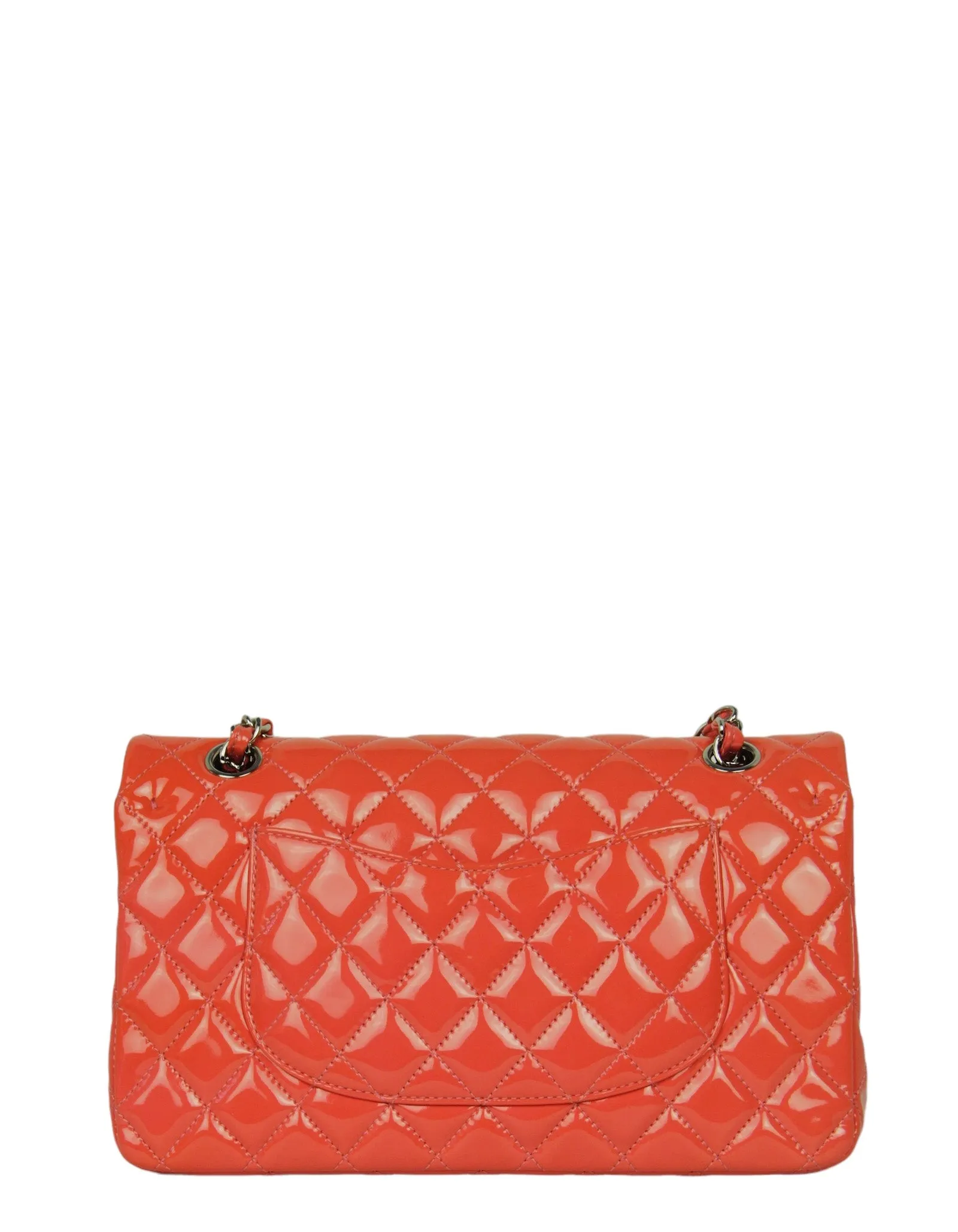 Chanel Coral Patent Leather Medium Double Flap