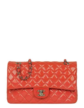 Chanel Coral Patent Leather Medium Double Flap