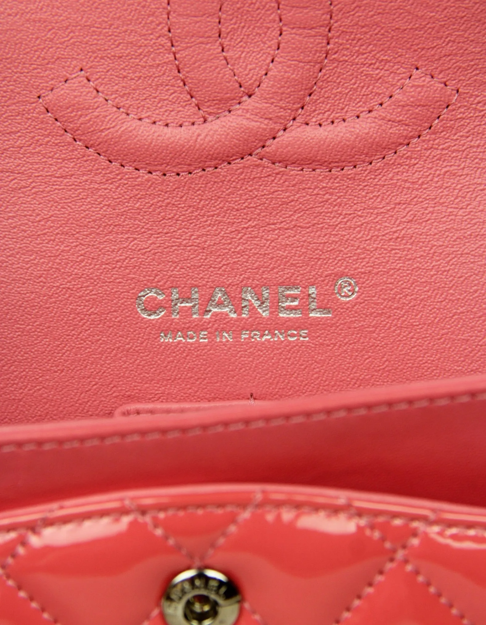 Chanel Coral Patent Leather Medium Double Flap