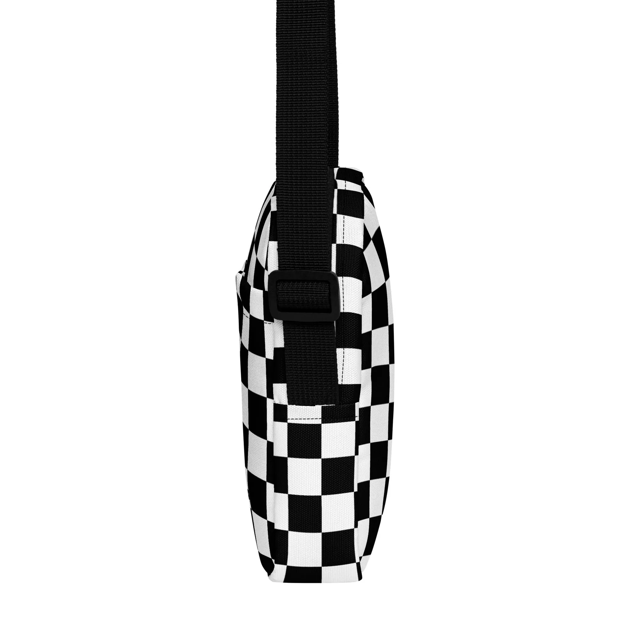 Checkered Crossbody Bag Purse, Black White Check Women Men Phone Small Handbag Shoulder Zipper Ladies Zip Strap Designer Summer Cross Body