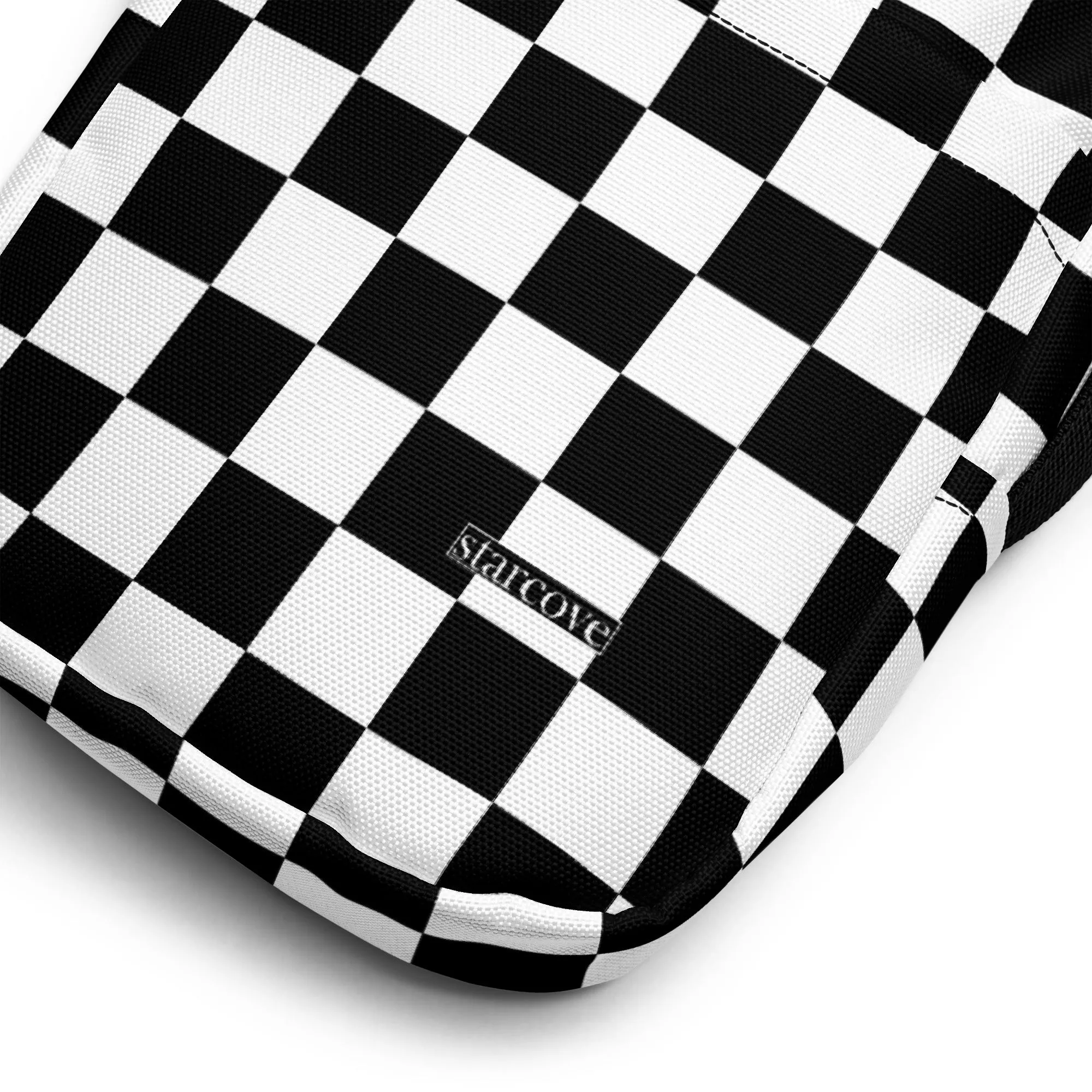 Checkered Crossbody Bag Purse, Black White Check Women Men Phone Small Handbag Shoulder Zipper Ladies Zip Strap Designer Summer Cross Body