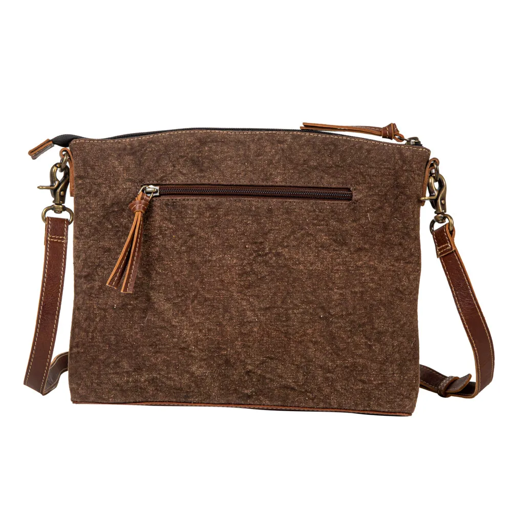 Clara Mae Hand-Tooled Accent Canvas Hairon Bag