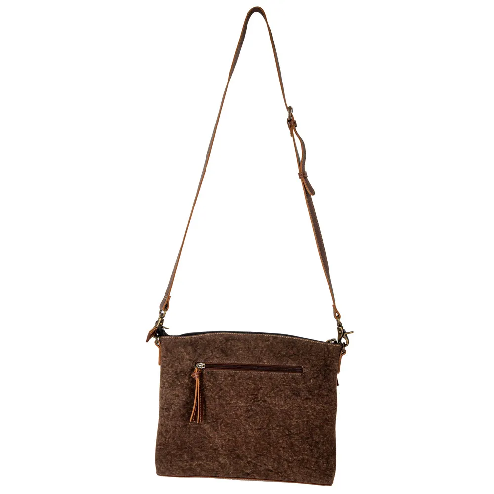 Clara Mae Hand-Tooled Accent Canvas Hairon Bag