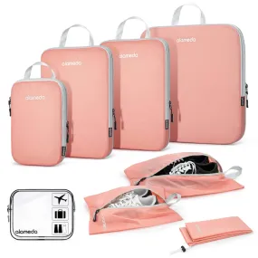 Compression Packing Cubes with Shoe Bag & Toiletry Bag - Rose Quartz, 8 Pack