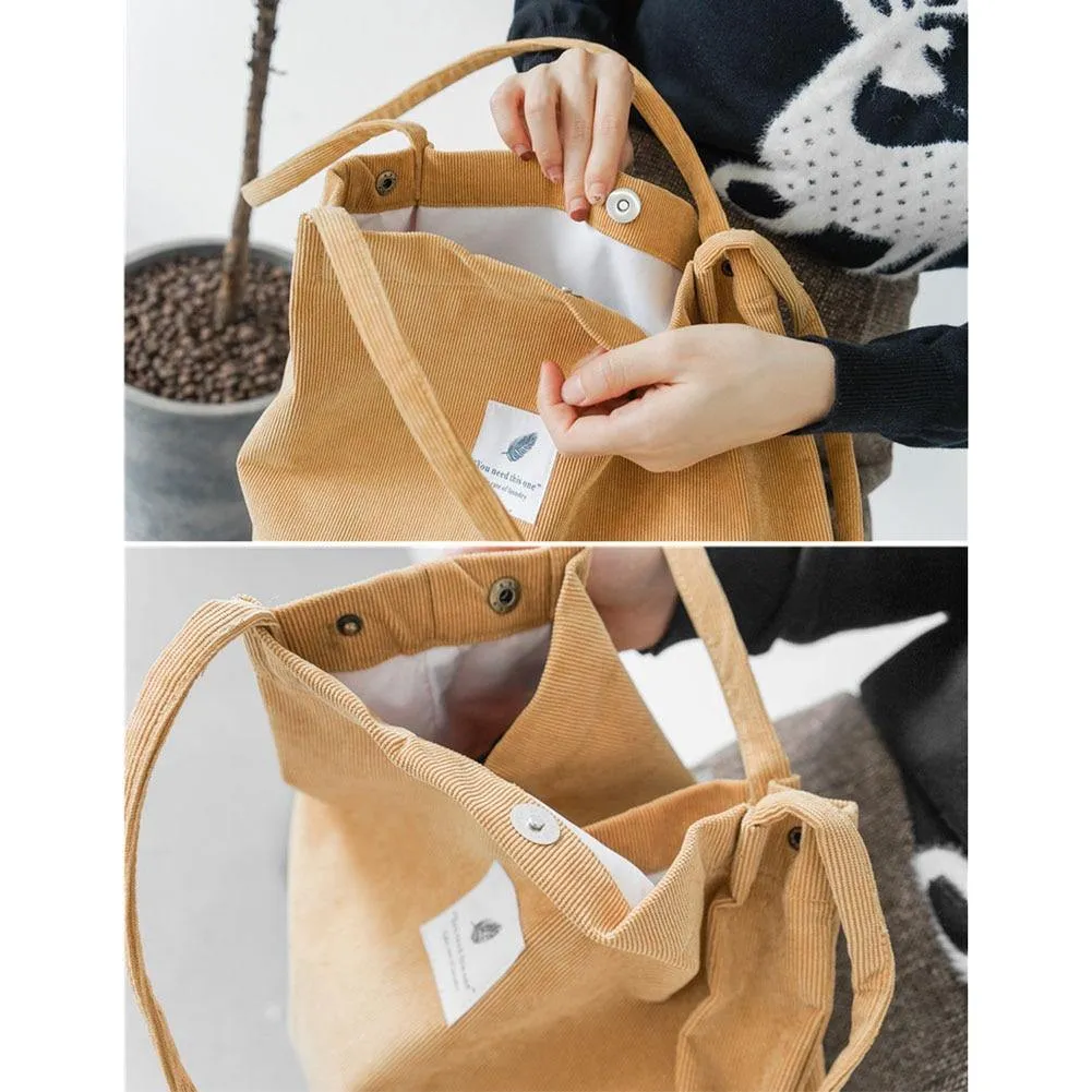 Corduroy Tote Casual Shoulder Bag