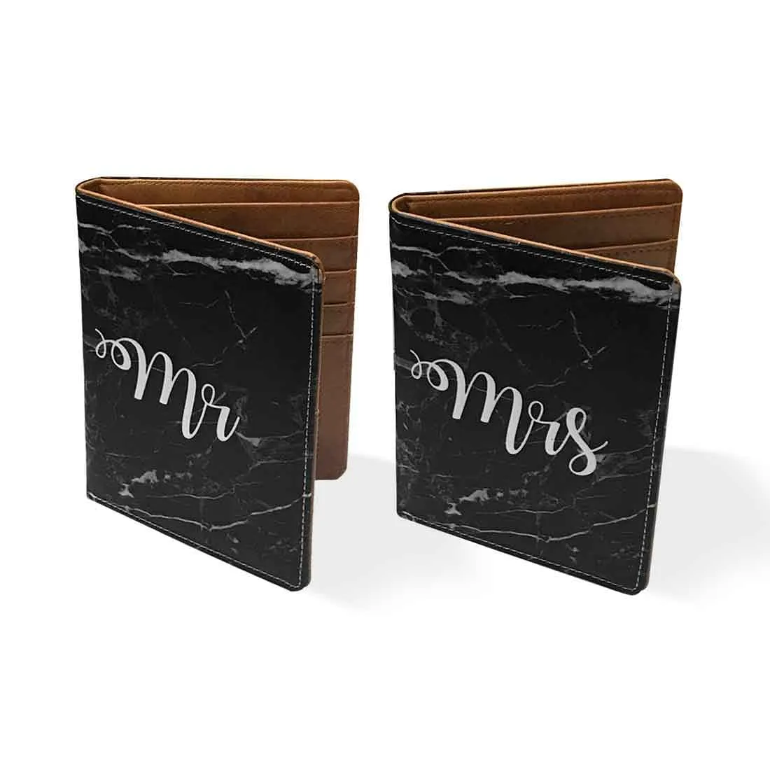 Couple Passport Cover Holder Leather Travel Wallet Case Designer Passport Cover - Black Marble