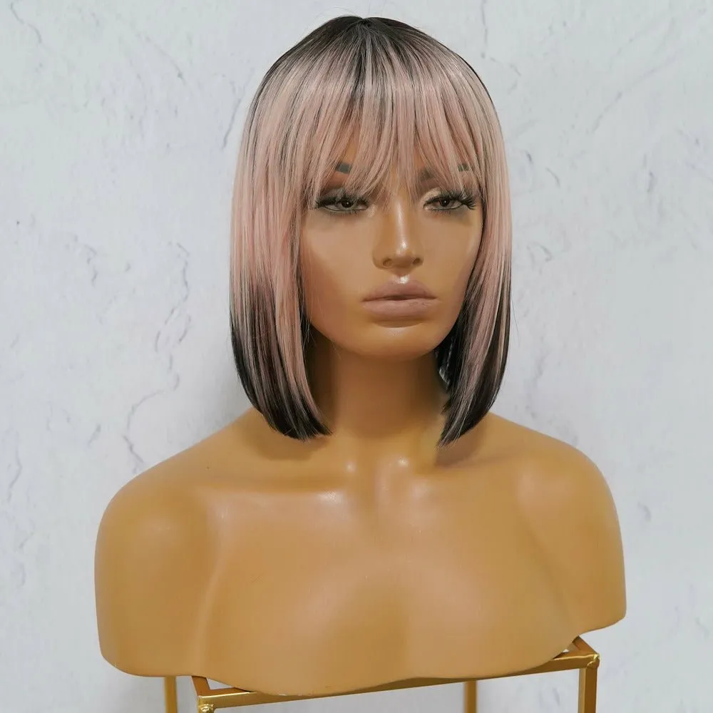 COURTNEY Ombre Pink Fringe Wig