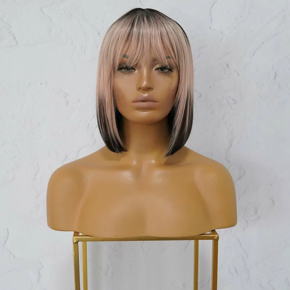 COURTNEY Ombre Pink Fringe Wig