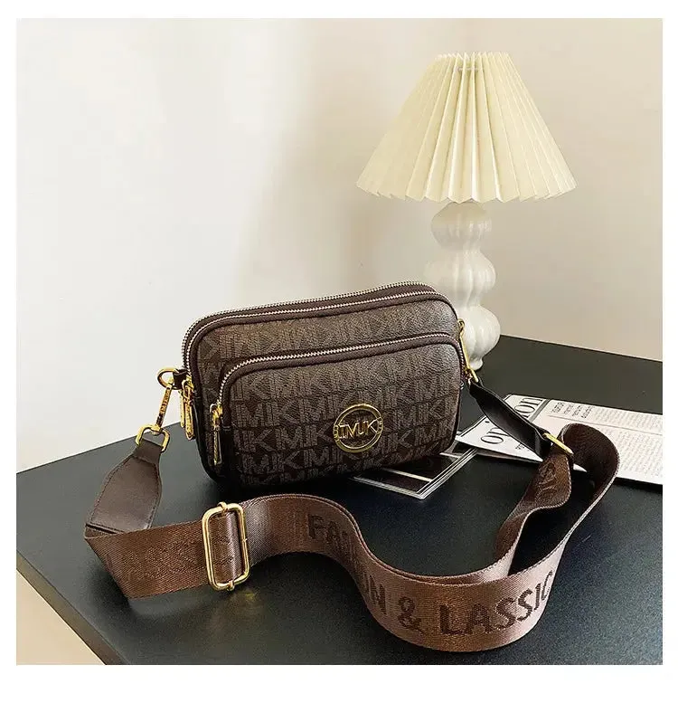 Crossbody Bag 2024 New High Quality PU Leather Luxury Retro Fashion Printed Women's Chest Bag Versatile Broadband Shoulder Bag