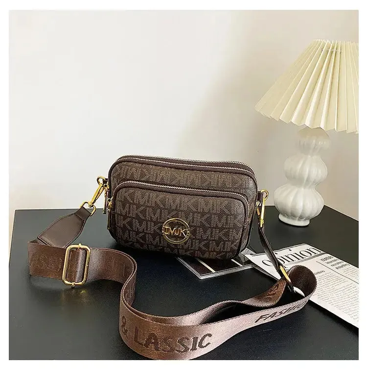 Crossbody Bag 2024 New High Quality PU Leather Luxury Retro Fashion Printed Women's Chest Bag Versatile Broadband Shoulder Bag