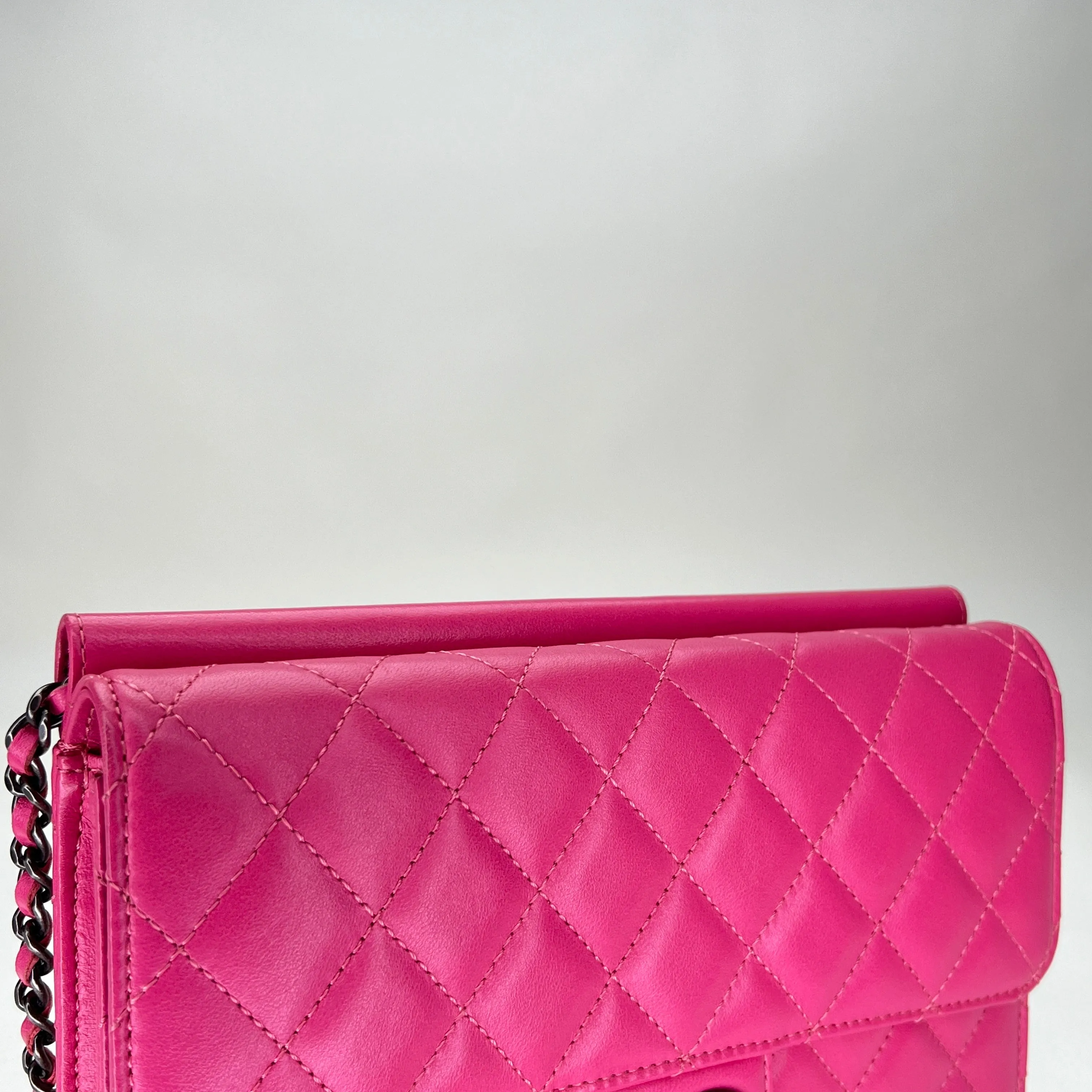 Crossing Times Medium Pink Crossbody Bag in Lambskin, Ruthenium hardware