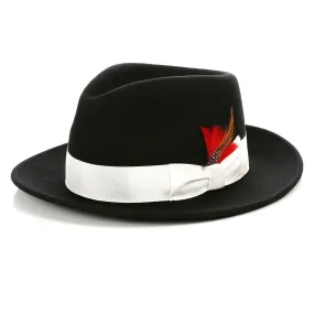 Crushable Fedora Hat in Black With White Band