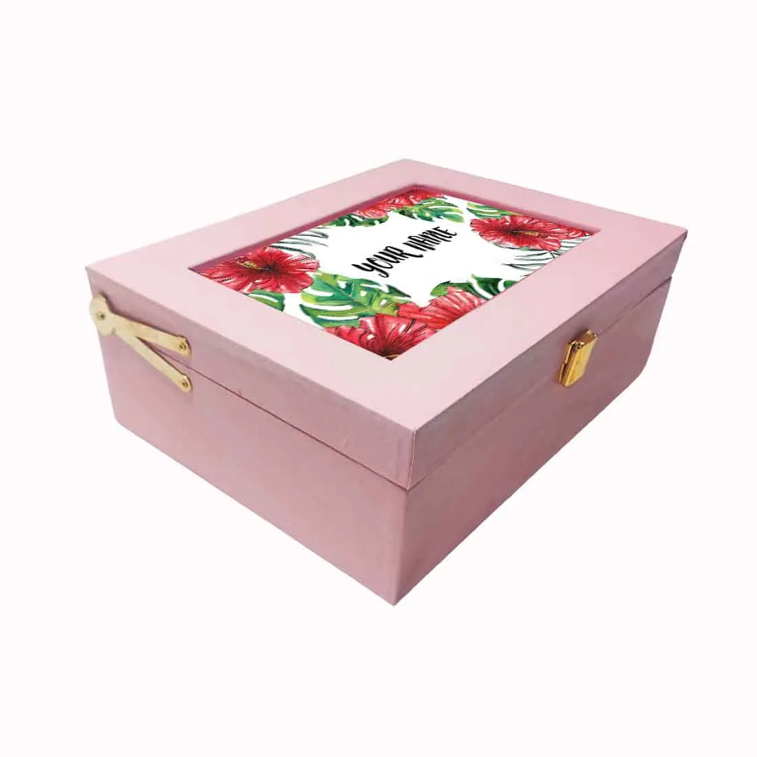 Custom Luxury Gift Boxes for Gifting Vegan Leather Add Name - Hibiscus