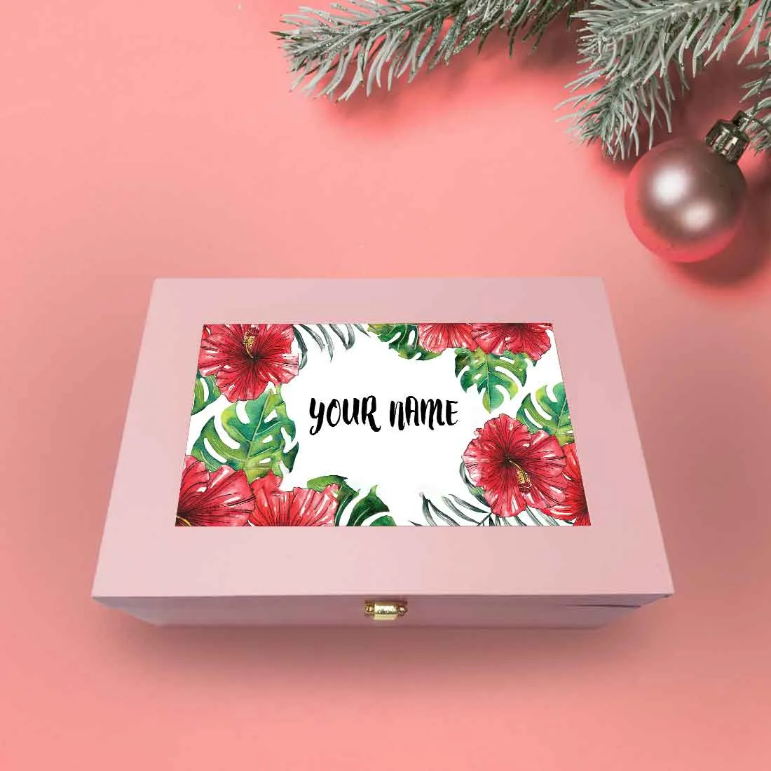 Custom Luxury Gift Boxes for Gifting Vegan Leather Add Name - Hibiscus