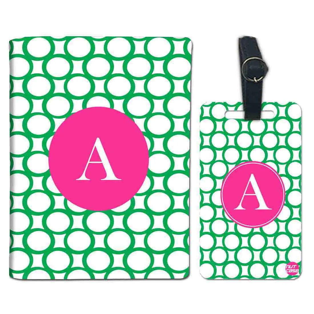 Customized Passport Cover Travel Luggage Tag - Green Circles