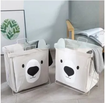 Cute Cartoon Canvas Foldable Laundry Basket Home Organizer-Random Color Pack Of 2 BY SOPT