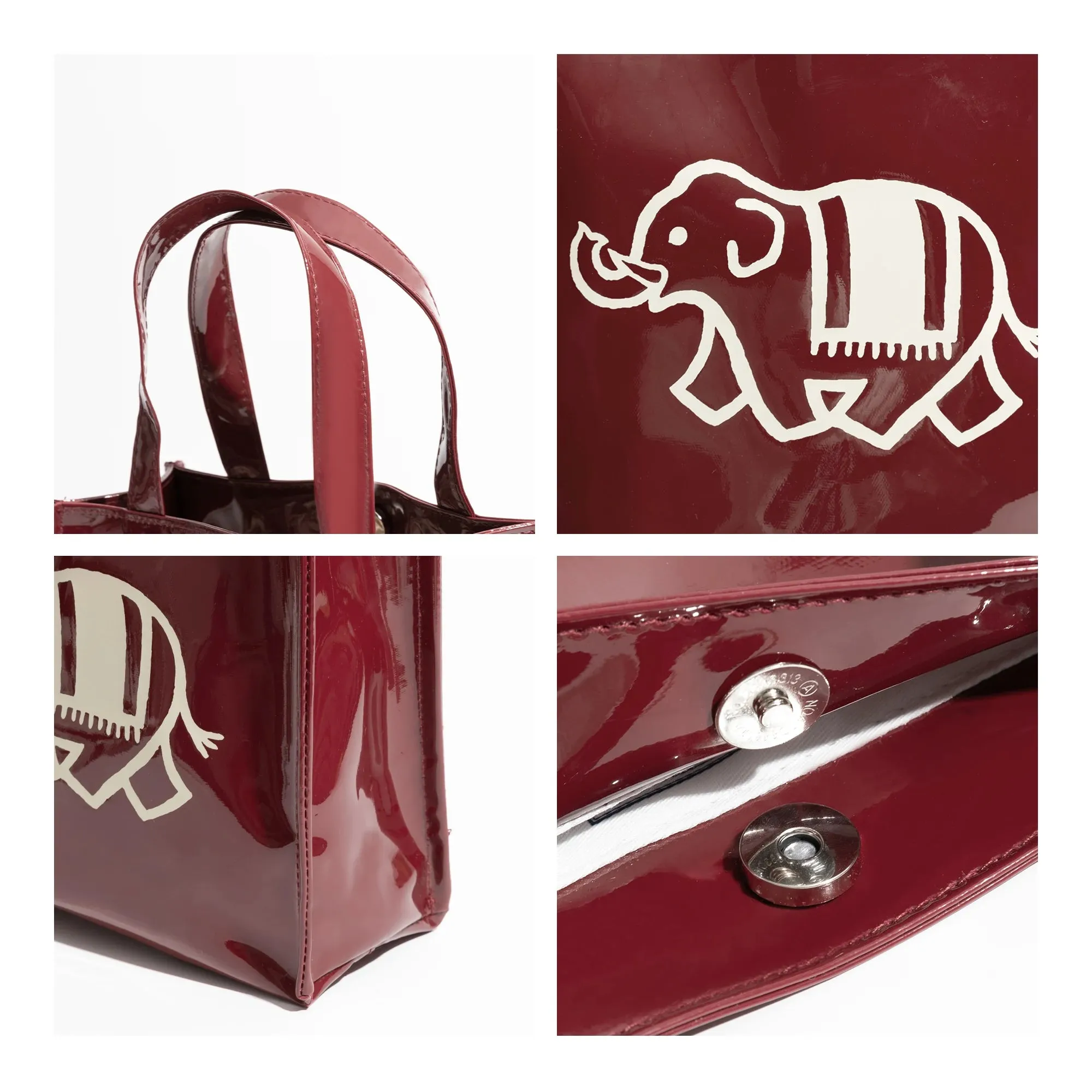 Cute Elephant Print Mini Glossy Tote