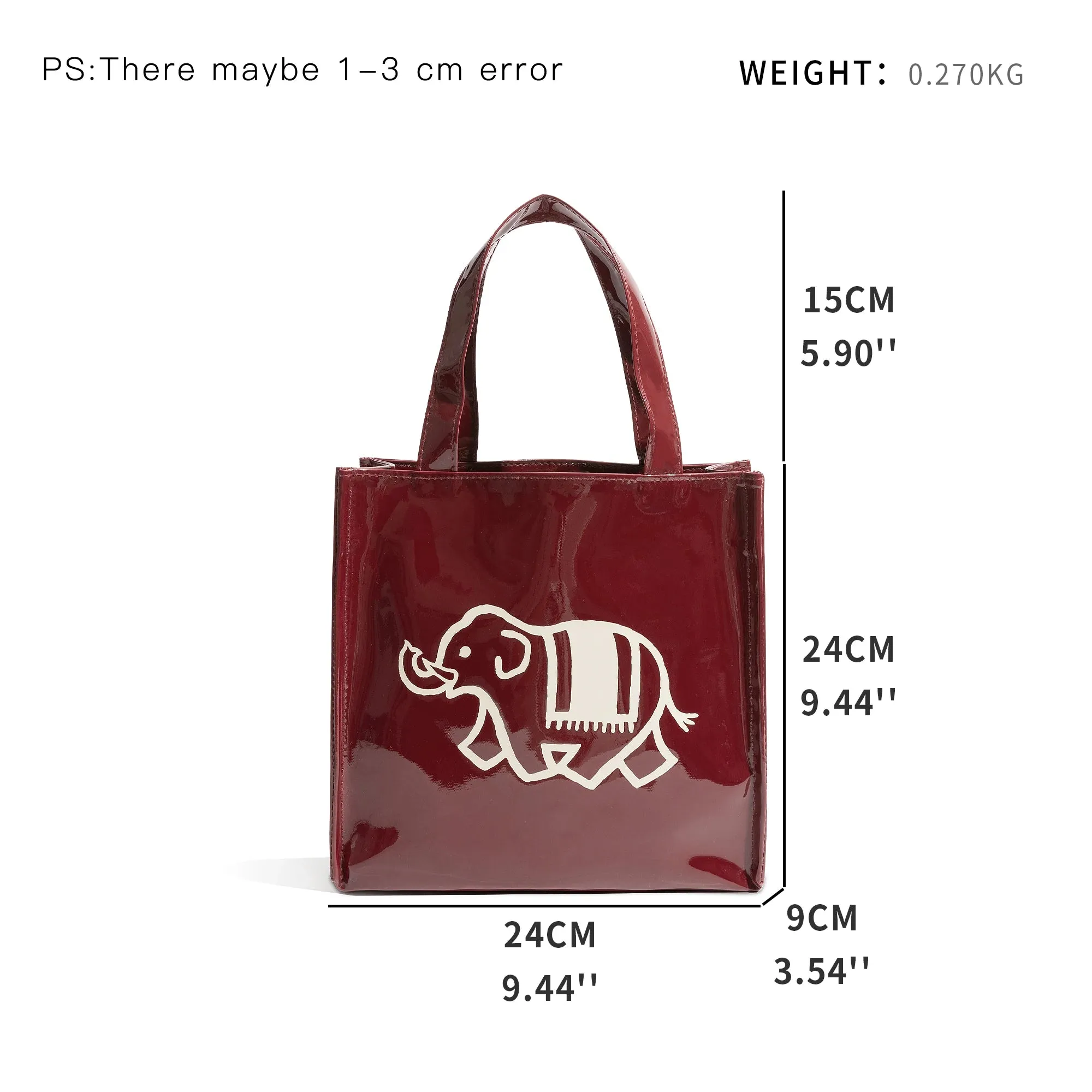 Cute Elephant Print Mini Glossy Tote