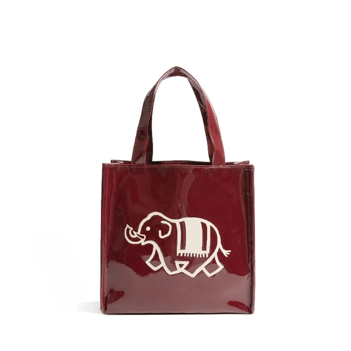 Cute Elephant Print Mini Glossy Tote