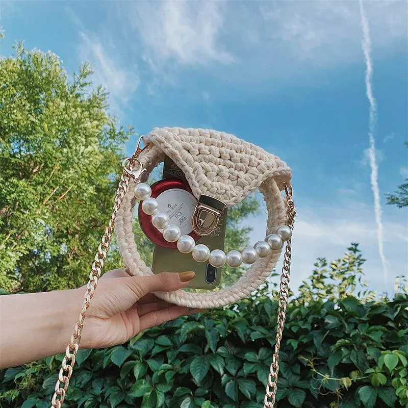 Cute Round Yellow(Flap) Crochet Crossbody Purse PMMA Crochet Shoulder Round Handbag for Girl Circle Crochet Crossbody Purses