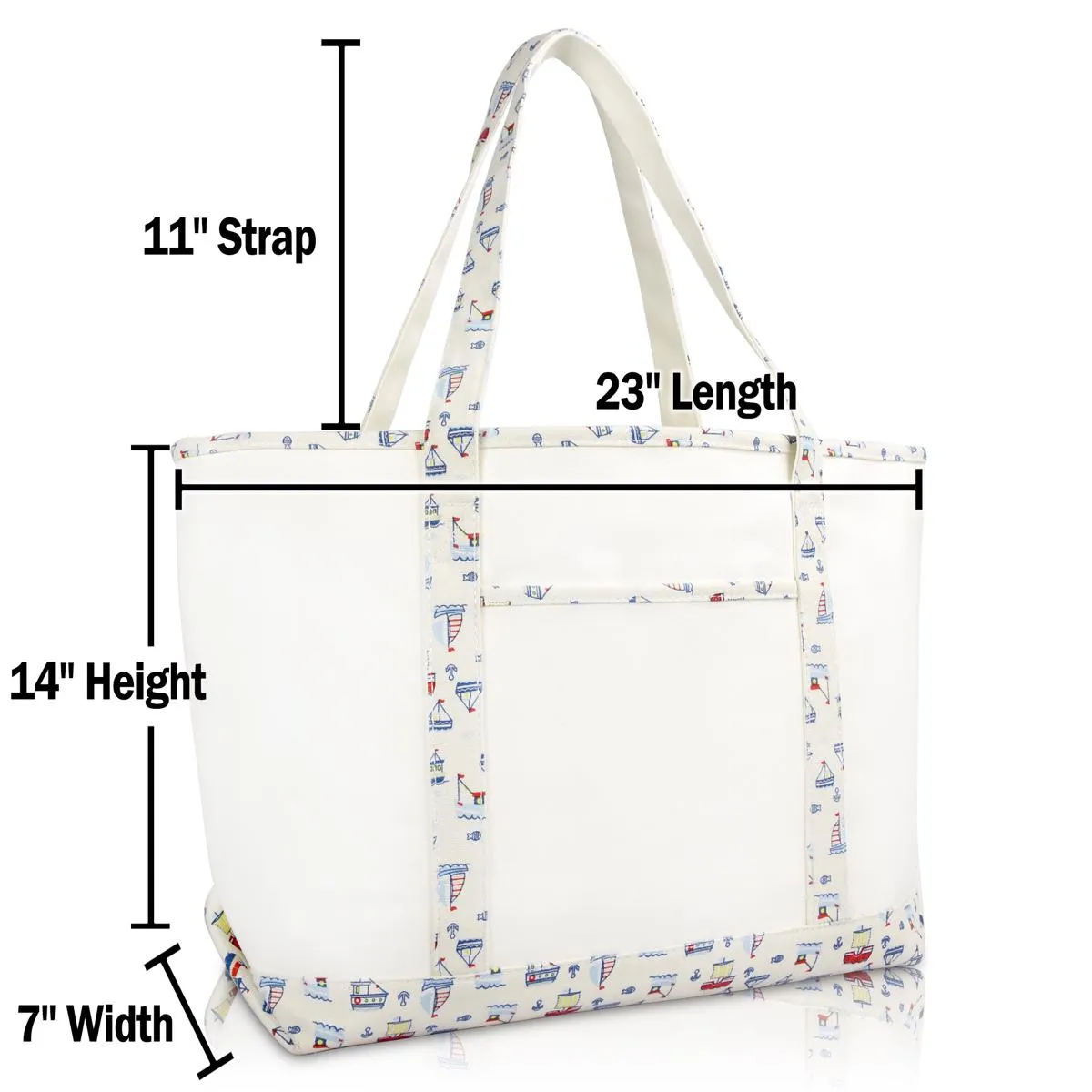 Dalix Sail Boat Tote Shoulder Bag Heavy Cotton Canvas