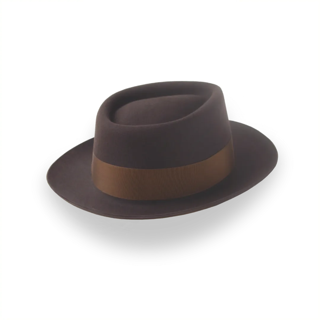 Dark Brown Diamond Crown Jazz Fedora in Smooth Fur Felt | The Roamer