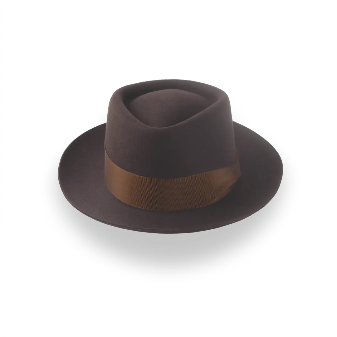 Dark Brown Diamond Crown Jazz Fedora in Smooth Fur Felt | The Roamer