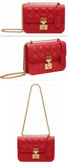 Dioraddict Flap Bag in Red Cannage Leather