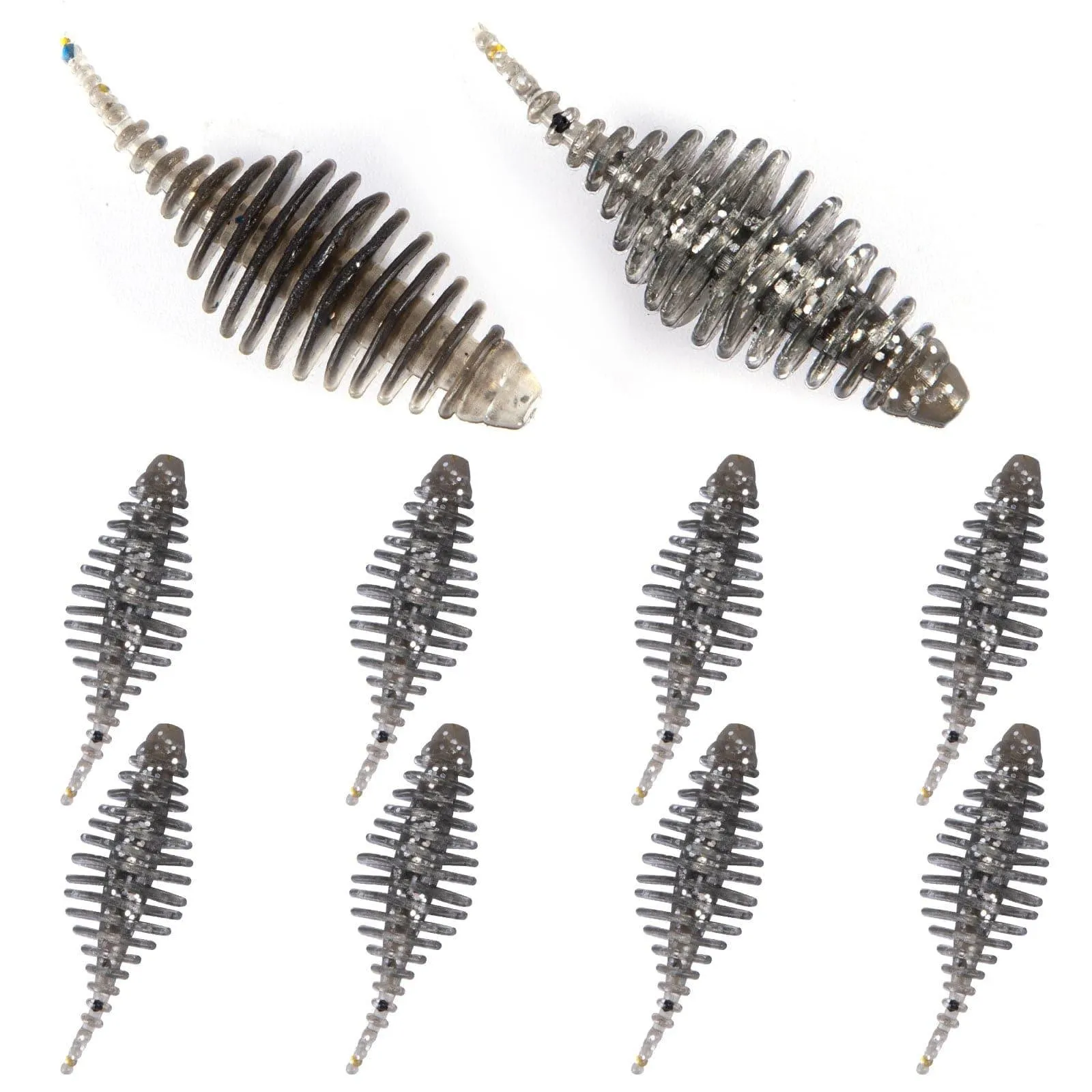 Dr.FIsh 10pcs Soft Plastic Ribbed Swimbait 1.4''