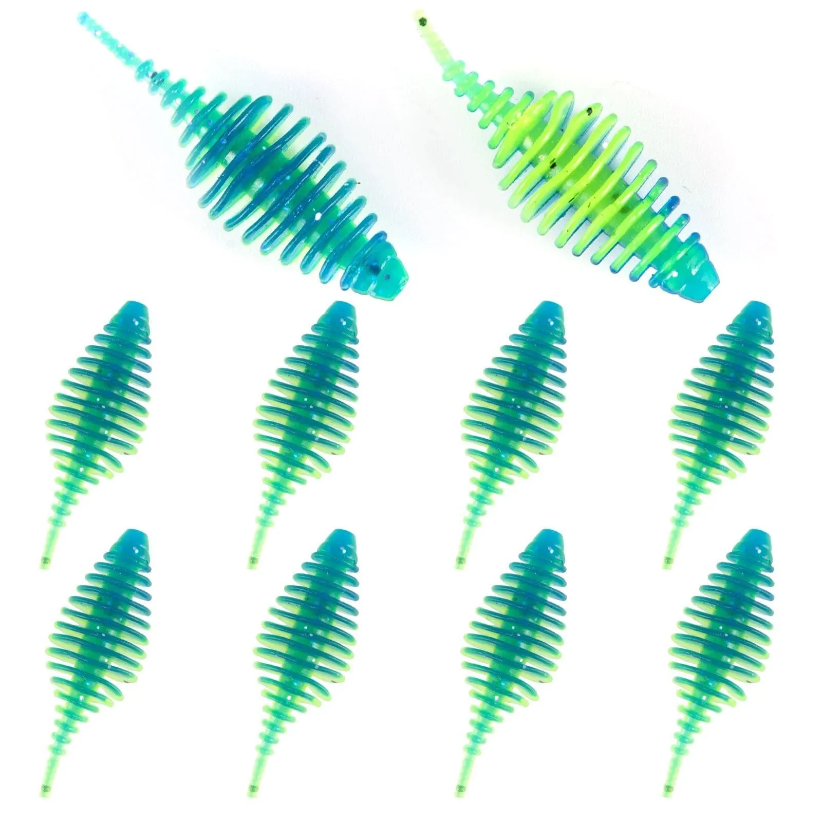 Dr.FIsh 10pcs Soft Plastic Ribbed Swimbait 1.4''