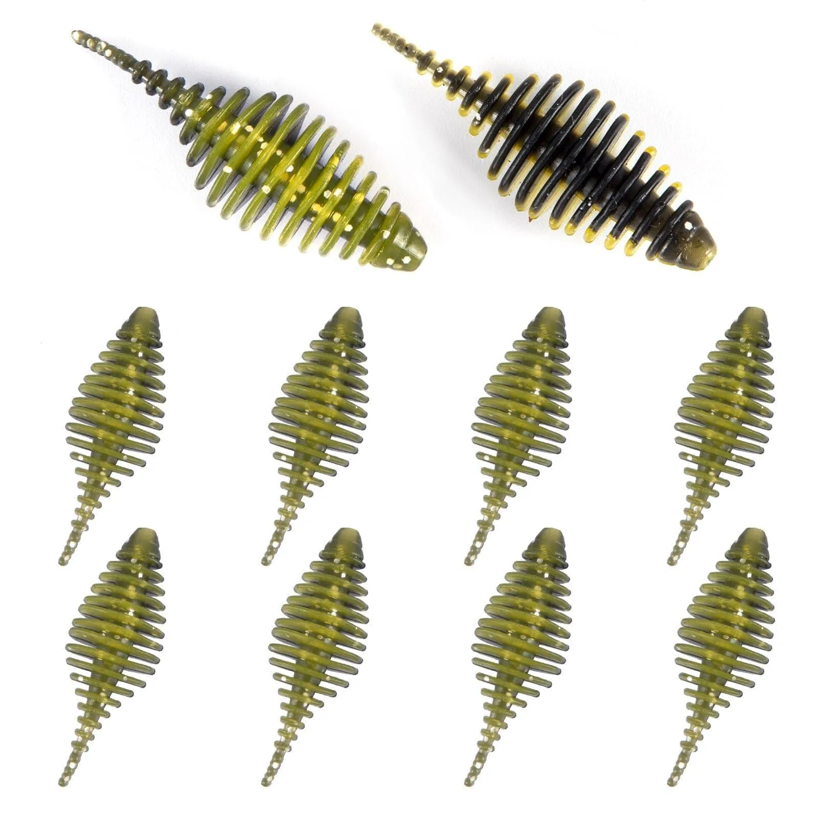 Dr.FIsh 10pcs Soft Plastic Ribbed Swimbait 1.4''