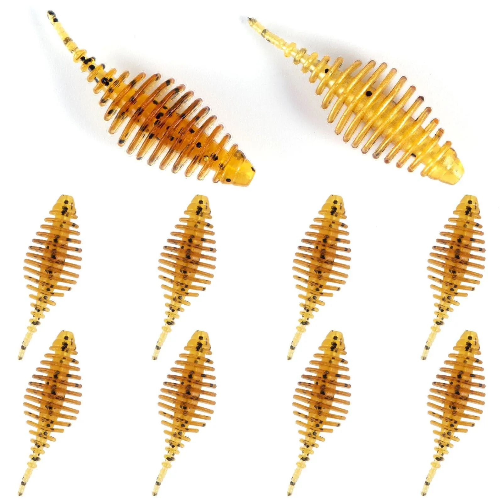 Dr.FIsh 10pcs Soft Plastic Ribbed Swimbait 1.4''