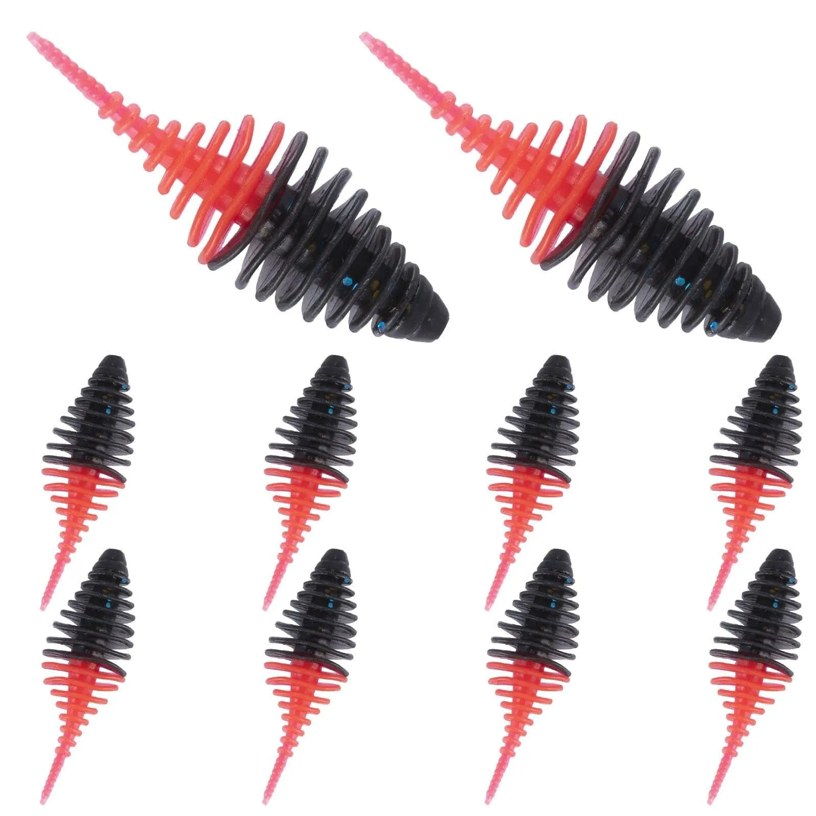 Dr.FIsh 10pcs Soft Plastic Ribbed Swimbait 1.4''