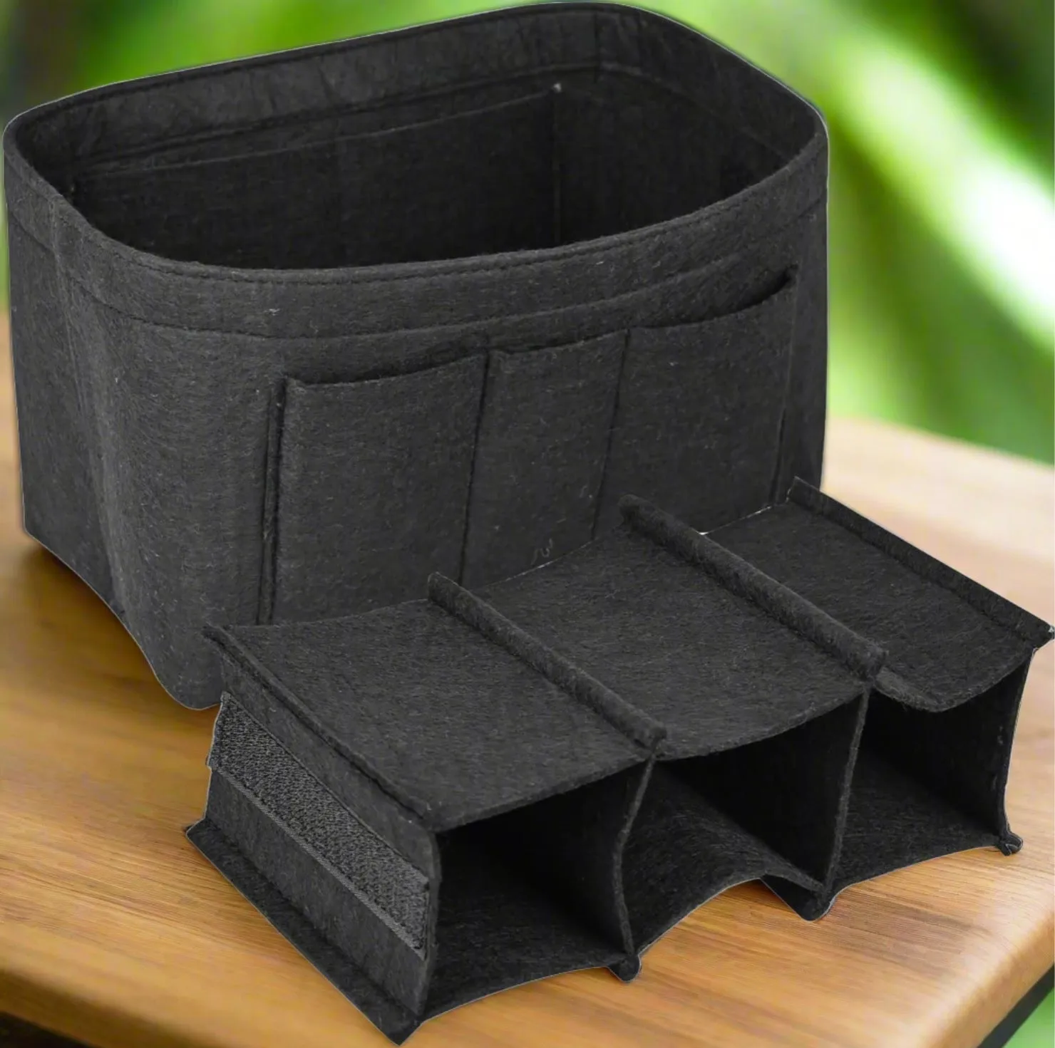 Elegant Black Felt Handbag Organizer | Durable & Stylish Bag Insert