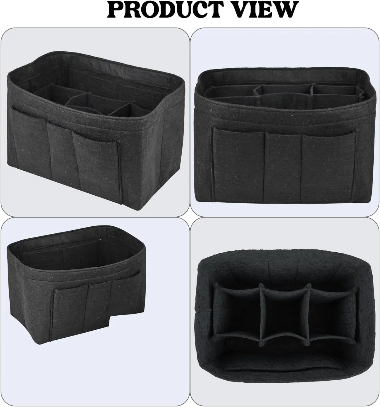 Elegant Black Felt Handbag Organizer | Durable & Stylish Bag Insert