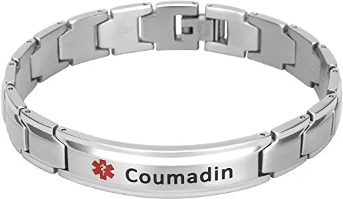 Elegant Surgical Grade Steel Medical Alert ID Bracelet - Men's / Coumadin