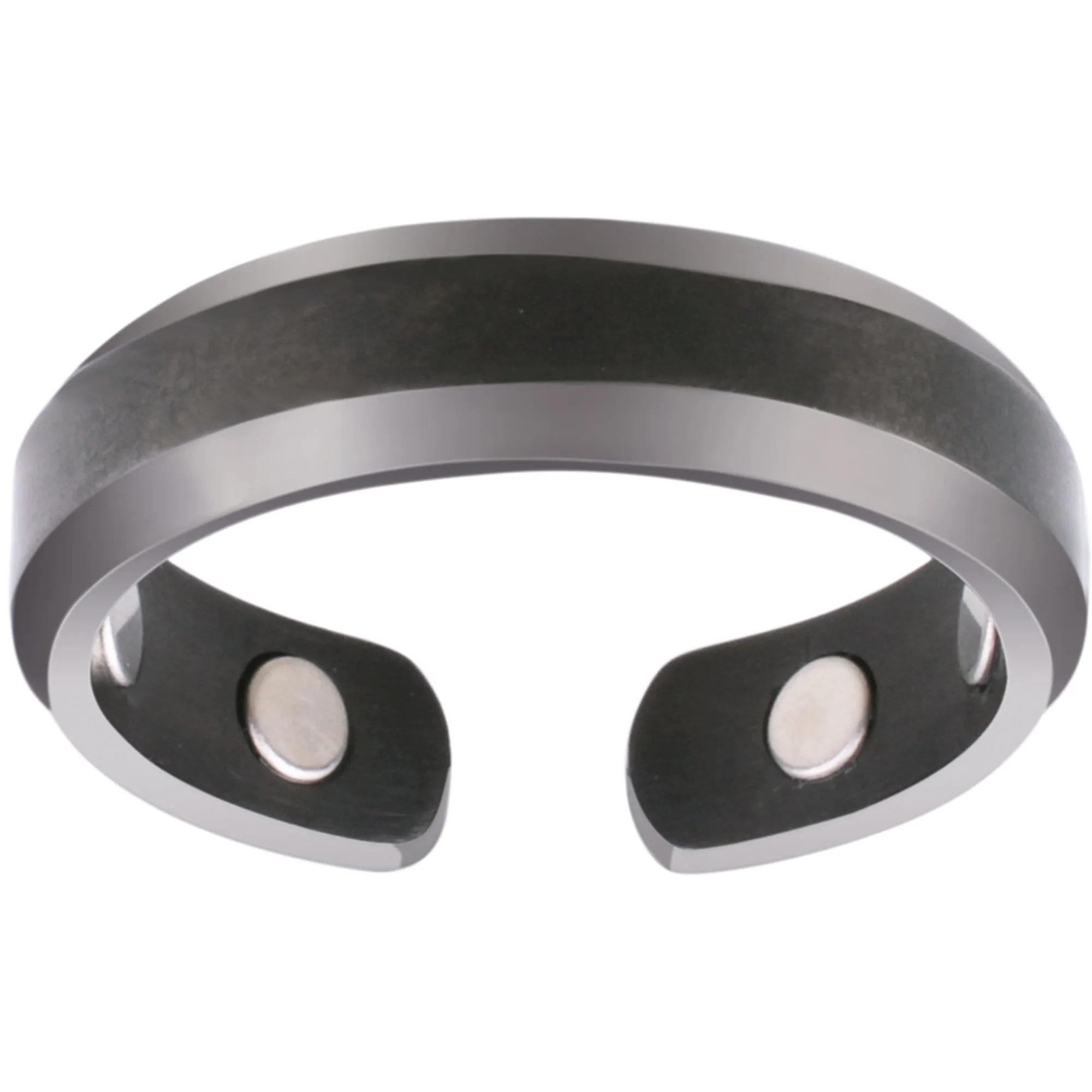 Elegant Titanium Magnetic Therapy Ring Gunmetal Gray, Size 07