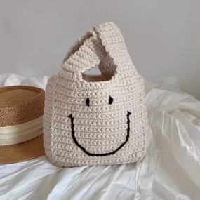 Elena Handbags Cotton Crochet Smiley Face Bag