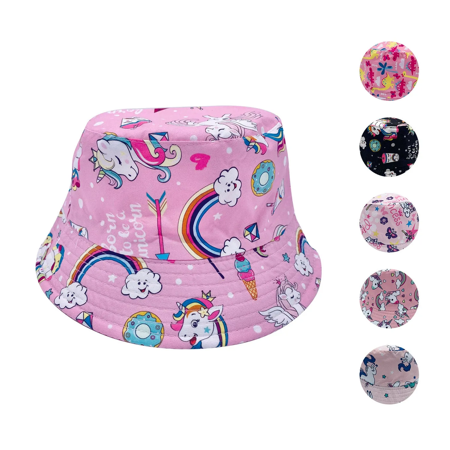 Empire Cove Kids Unicorns Bucket Hat Reversible Fisherman Cap Girls Summer Beach