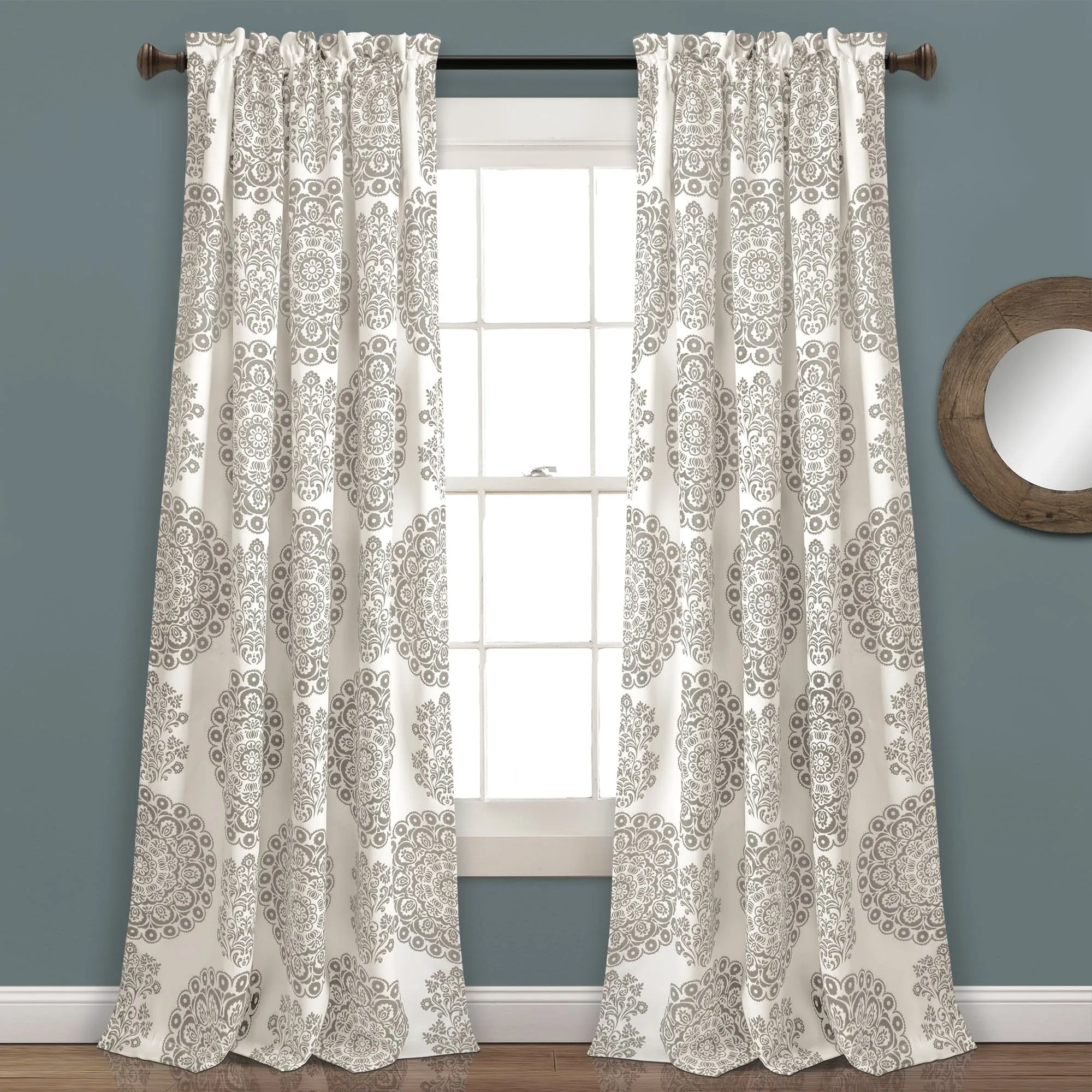 Evelyn Medallion Light Filtering Window Curtain Set