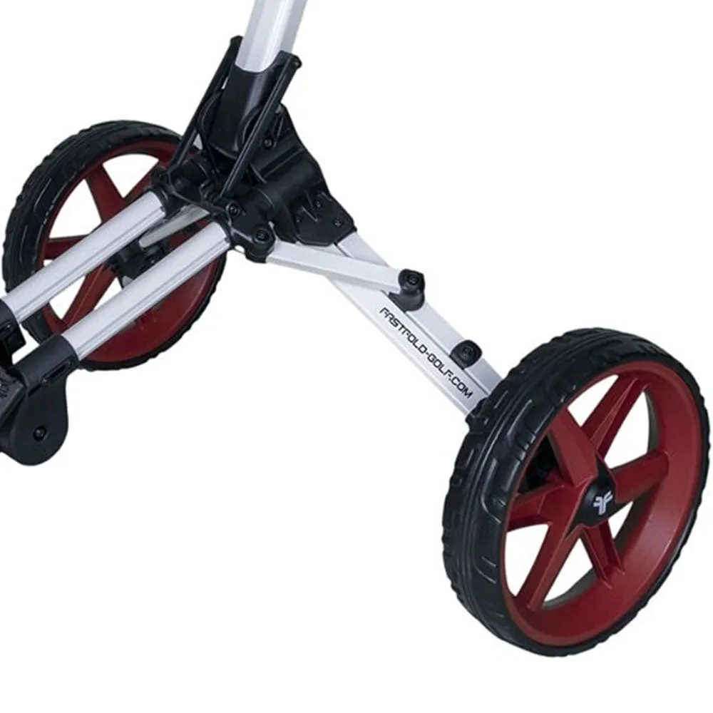 Fastfold Kliq 3-Wheel Push Trolley - Shiny White/Burgundy