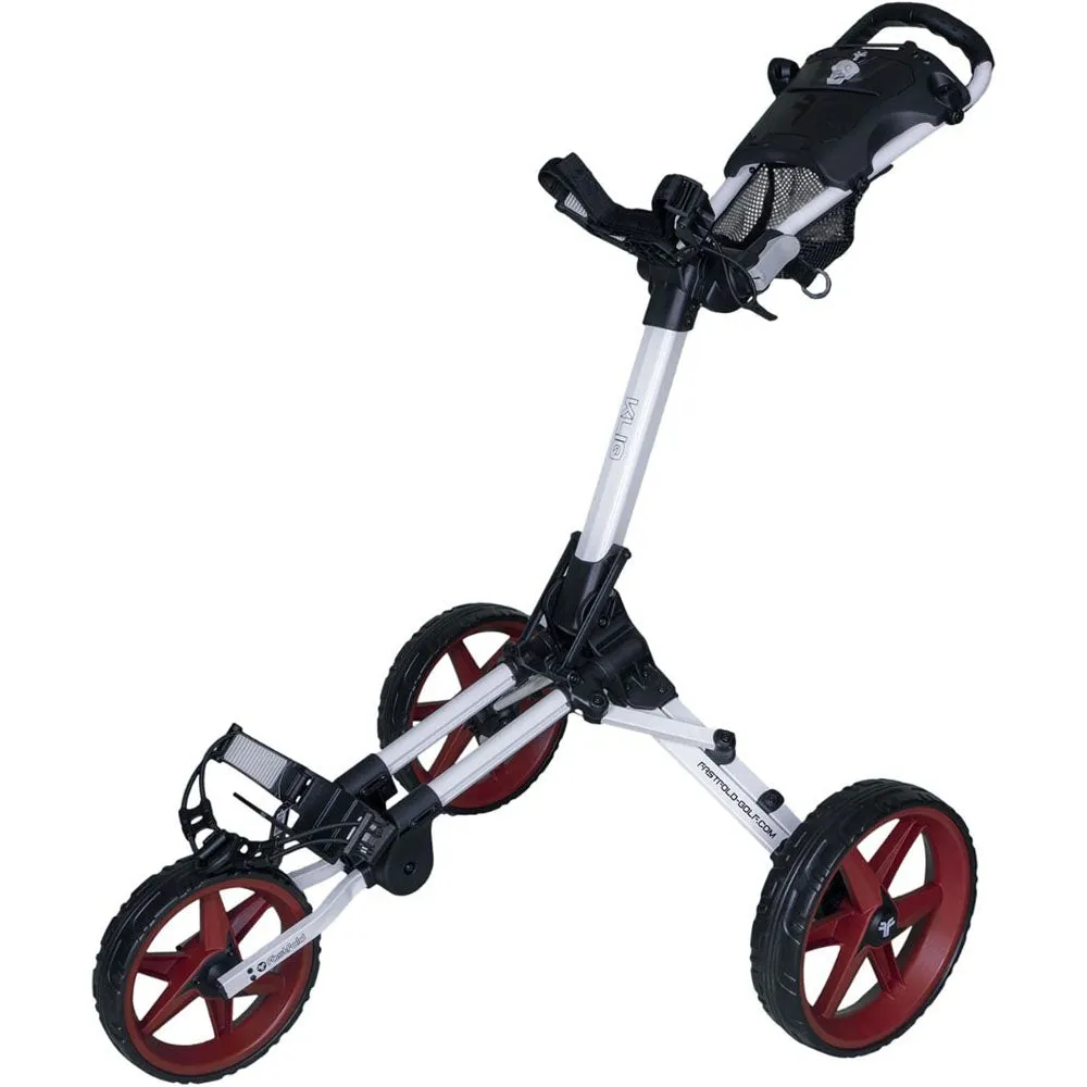 Fastfold Kliq 3-Wheel Push Trolley - Shiny White/Burgundy