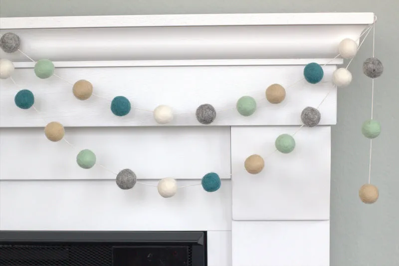 Felt Ball Garland- Teal, Gray