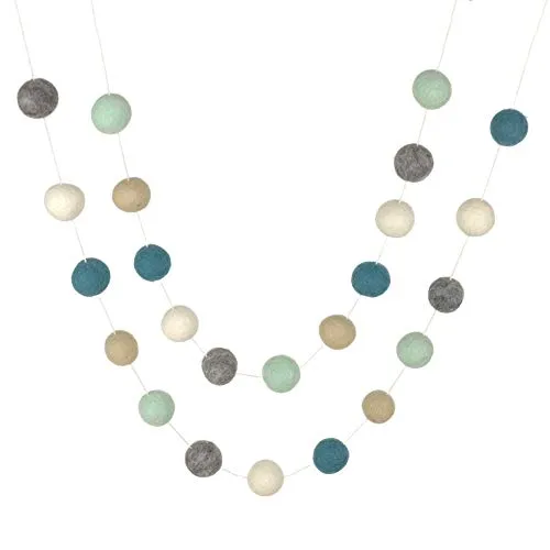 Felt Ball Garland- Teal, Gray