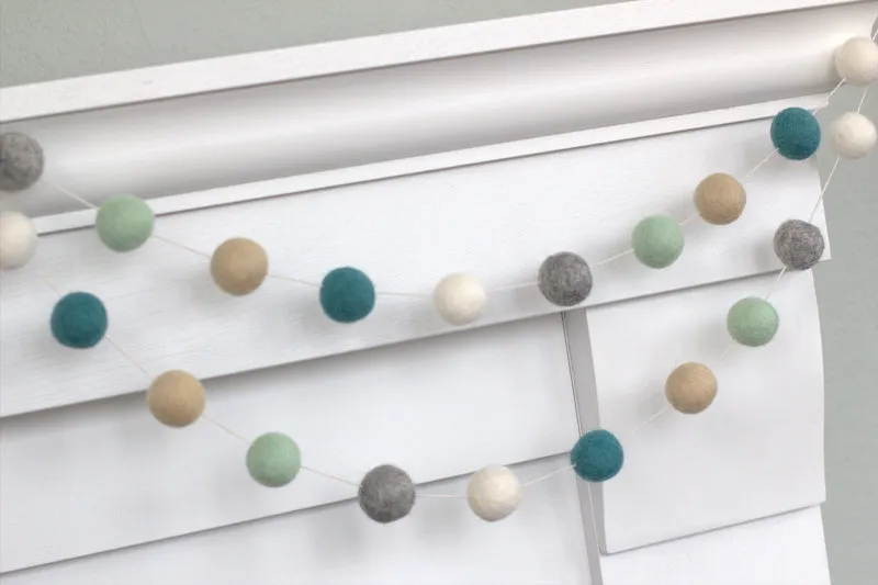 Felt Ball Garland- Teal, Gray